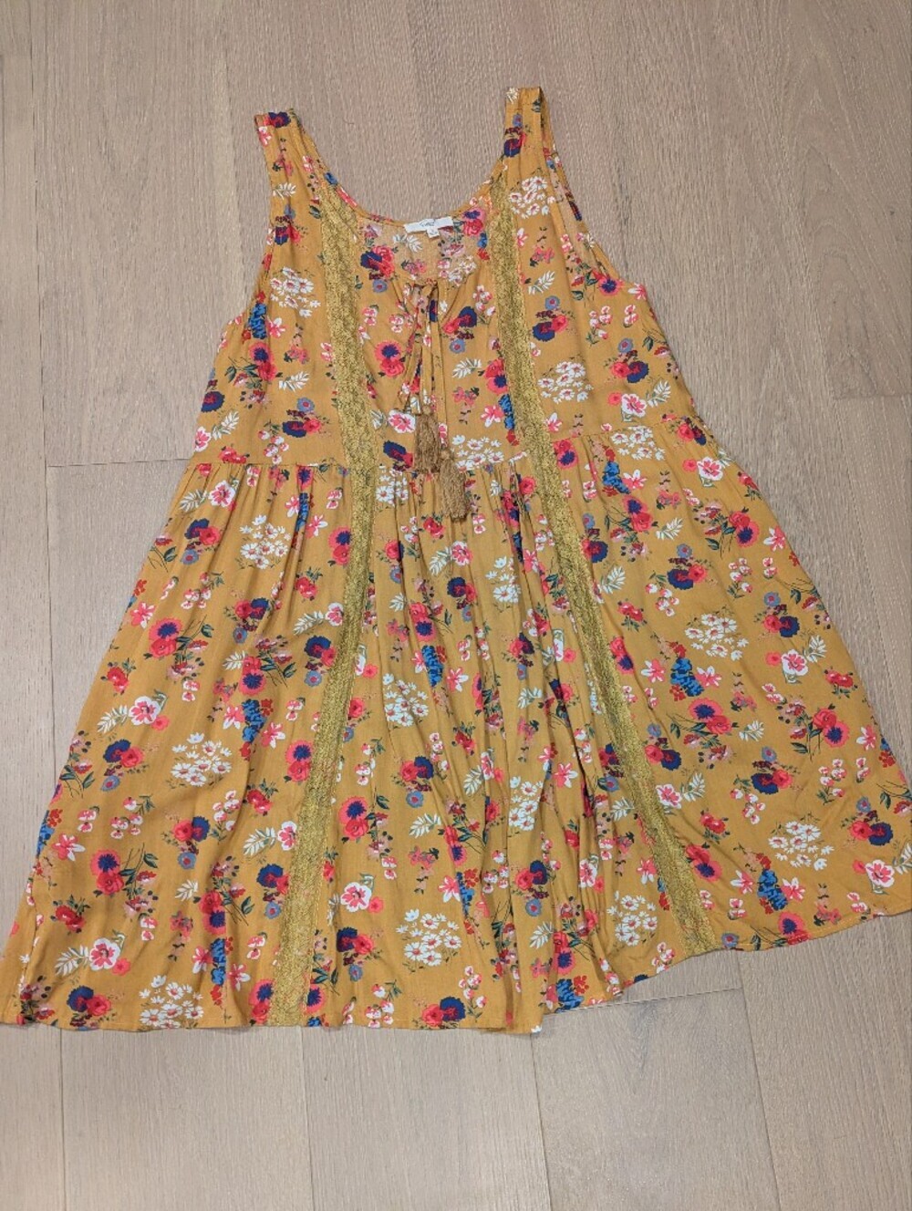 Women's Mustard Floral Babydoll Dress